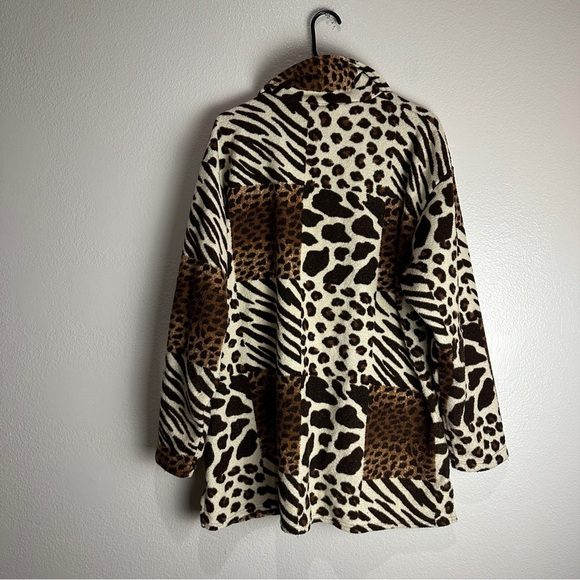 Styles To Go Vintage Tiger Leopard Cheetah Print Fleece Button Up Shirt Size 3X - Picture 5 of 8